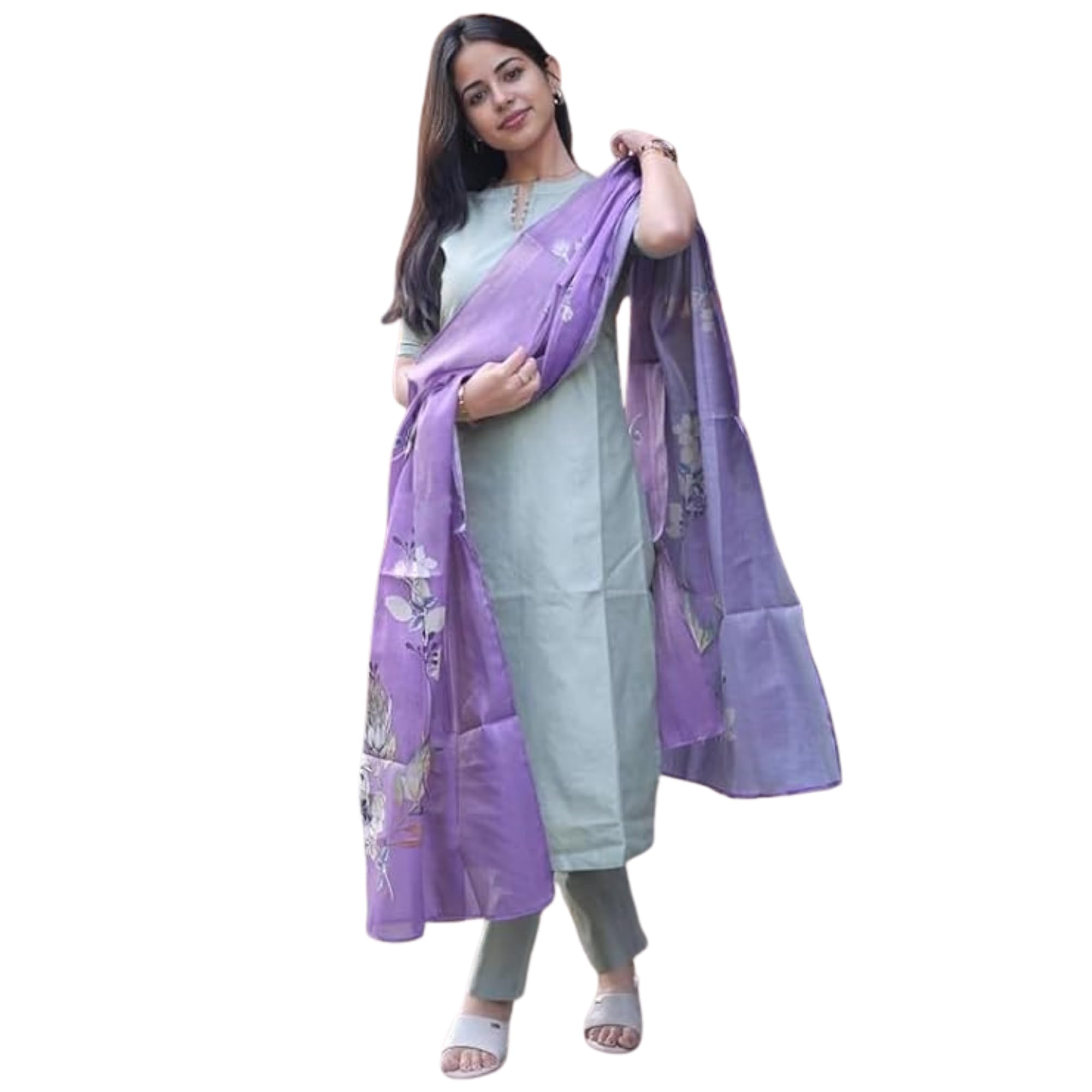 Women's Roman Silk Stitched Printed Aline Long Kurta Sets For Women-image-47