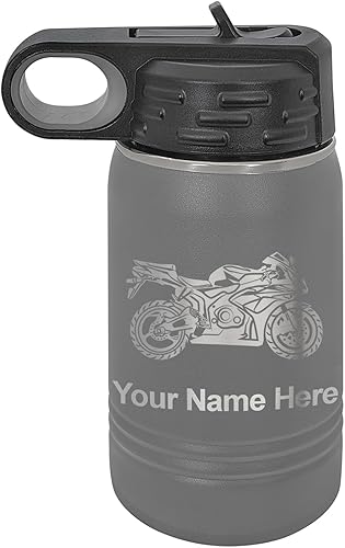 Miniatura 69 de LaserGram Botella de agua personalizada, bicicleta deportiva, acero inoxidable de doble pared aislada al vacío con popote superior, regalo grabado