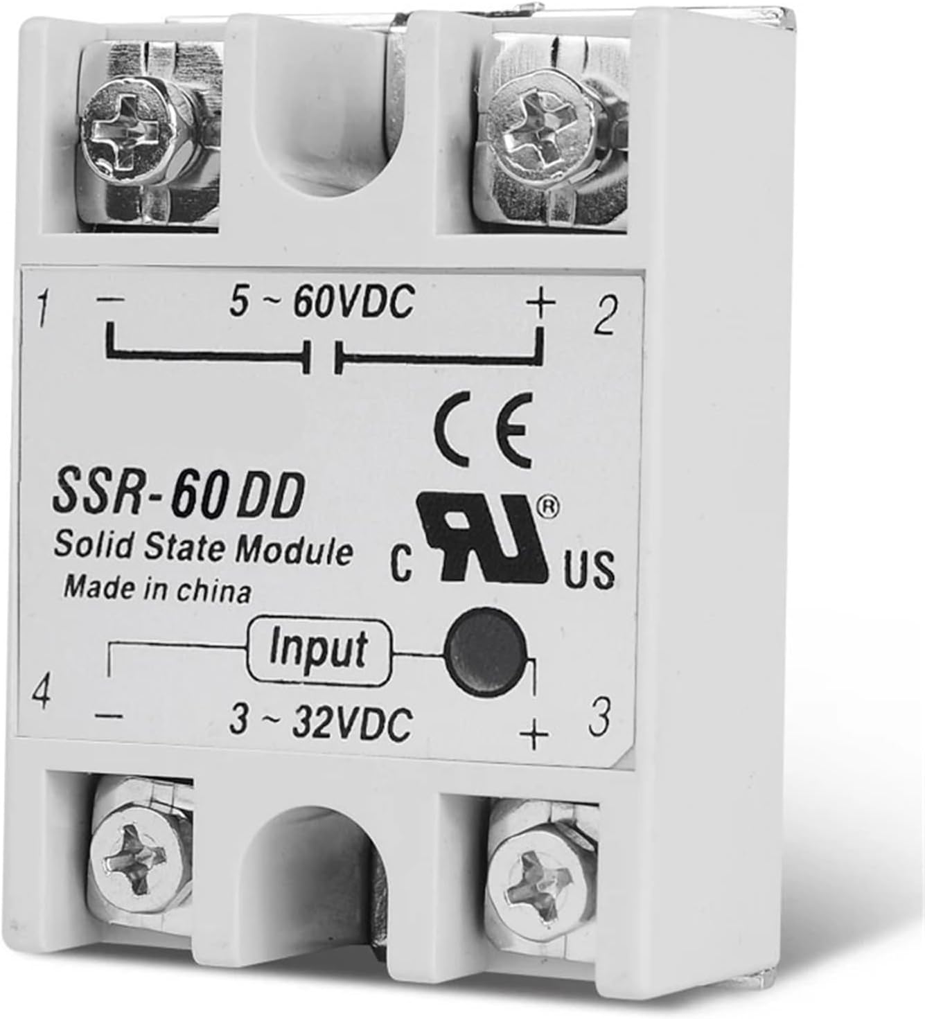60A SSR-60DD Solid State Module Relay DC-DC Single Phase SSR 3-32V 12V DC to 5-60V Output Load