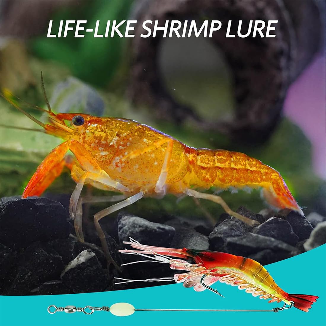 Esche Artificiali Per Pesca - 7 Gamberi Luminosi In Silicone Per Acqua Dolce E Salata - Foto 10