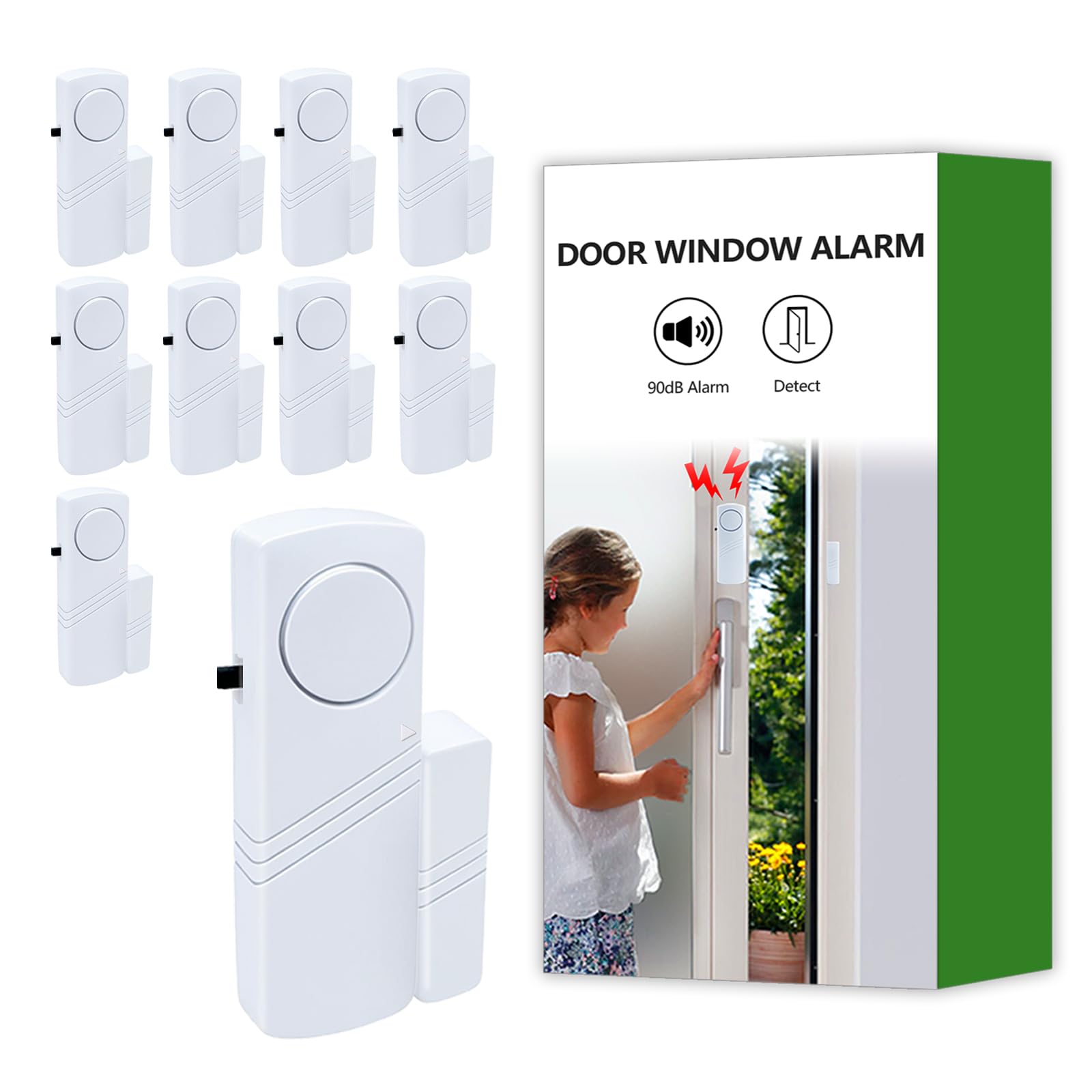 Door Window Alarm, 90dB Door Alarms Sensor for Kids Safety, Home Security, Door Window Burglar Alarm, Window Pool Alarms for Home, Apartments, Offices