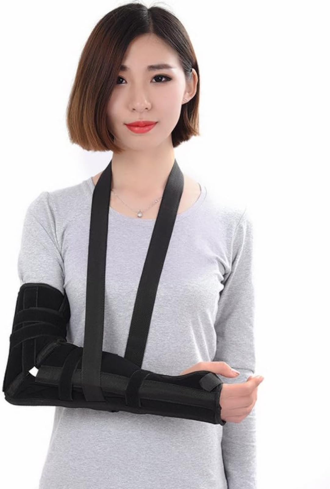 CUSMA Posterior Long Arm Splint - Elbow Immobilizer Right Or Left Forearm Brace with Sling for Fractures, Post-Surgery Recovery,S