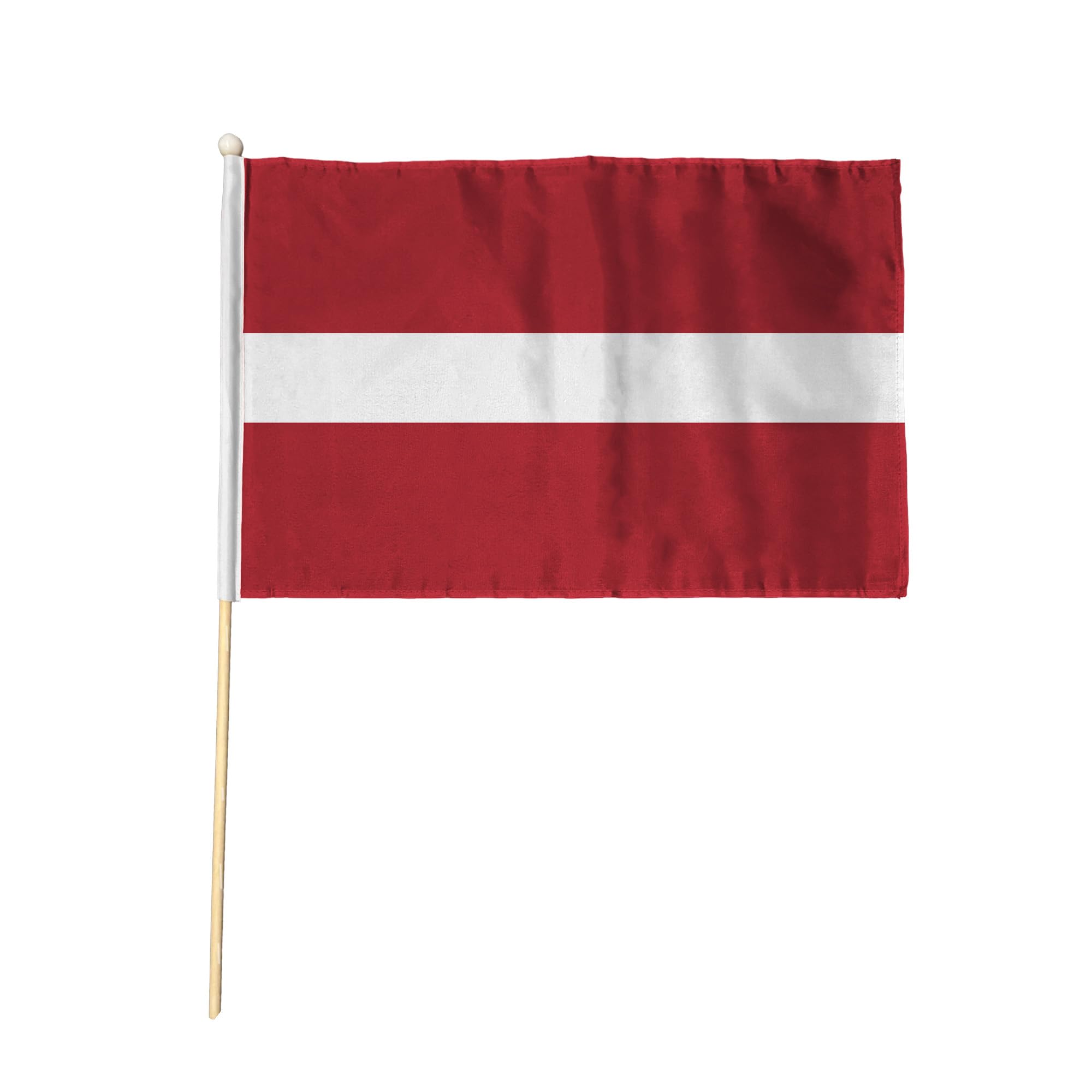 Flagtex Latvia Hand Waving Flag (9x6 Inch) - Premium Wooden Stick Hand Flag 9x6 Inch Natural Wood Pole European Maroon White Horizontal Stripes Flag Events Parades