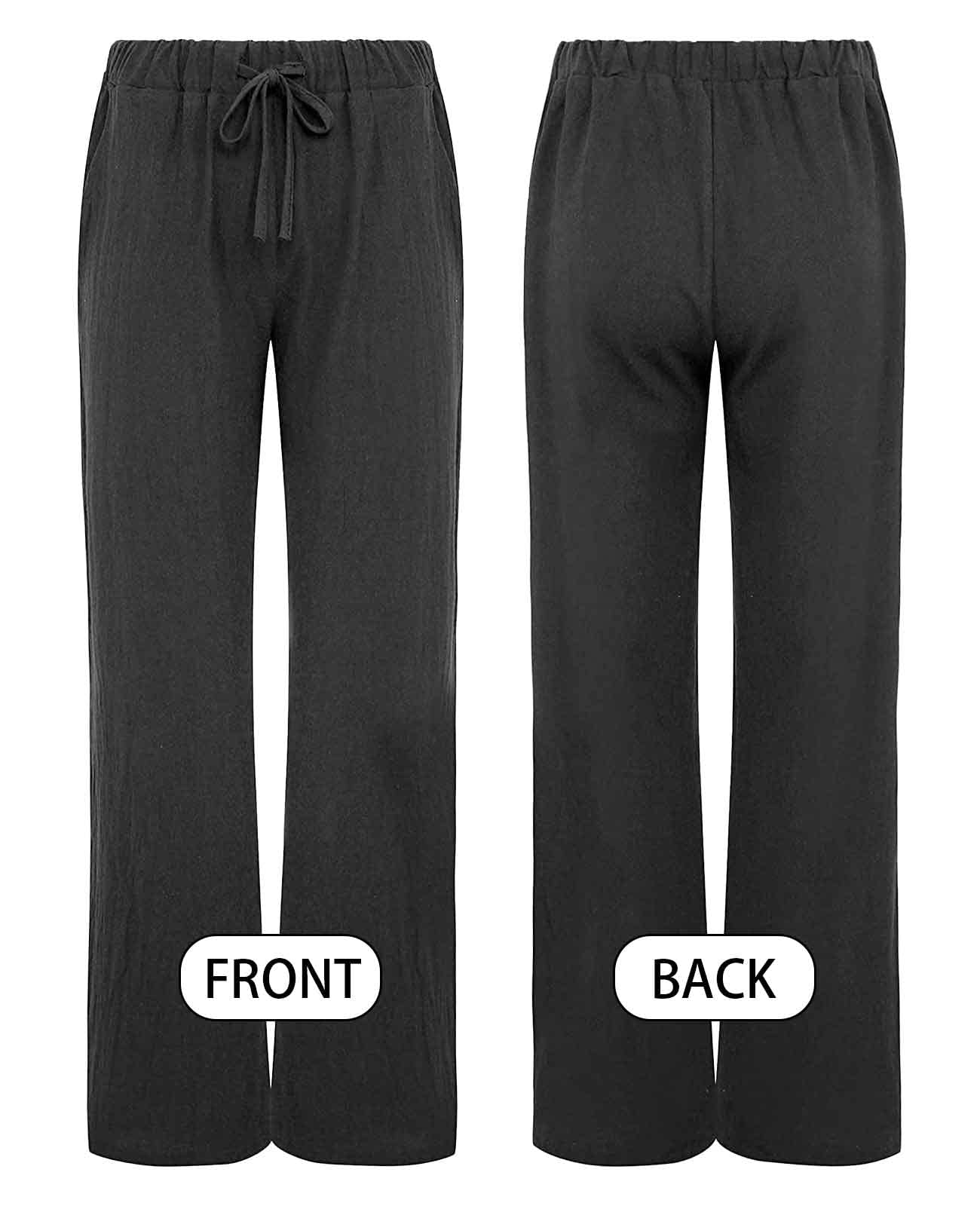 CheChury Pantalon Lin Femme Été Décontractés Pantalons Mode Coton Chanvre Confortable Jogging Plage Rétro Pants Taille Elastique Pantalon avec Poches
