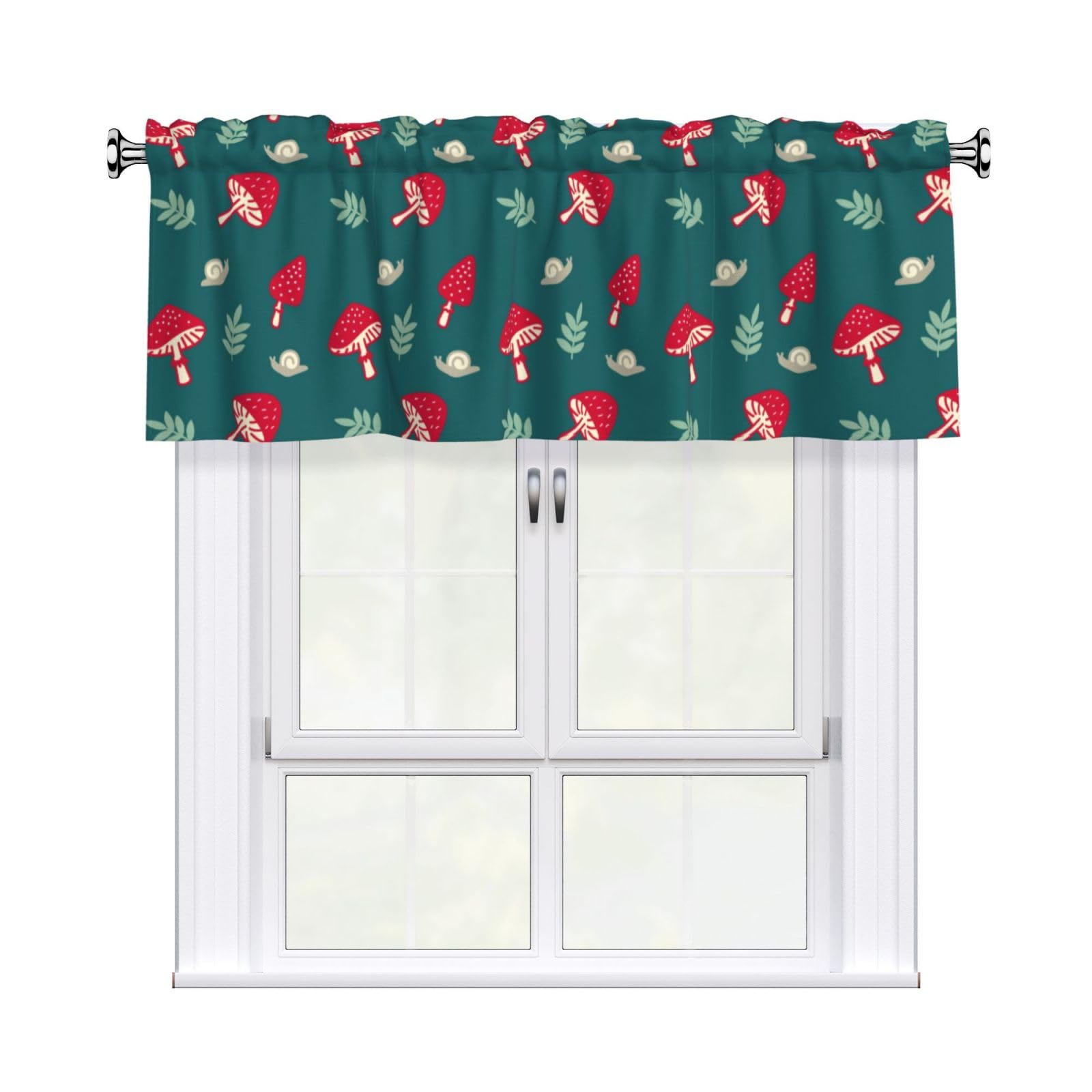 Noble Ren Fantasy-Style Cartoon Mushroom Short Curtain Valance 54x18in For Kitchen Bathroom Cafe Living Room Decoration