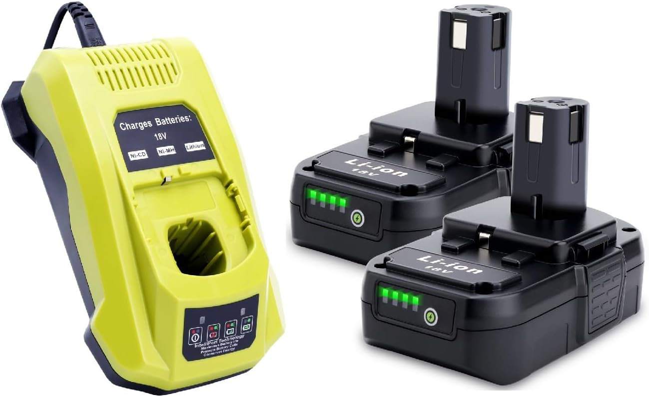 Kekepowtobat Compatible with Ryobi 18V P103 Lithium Battery and P117 Charger