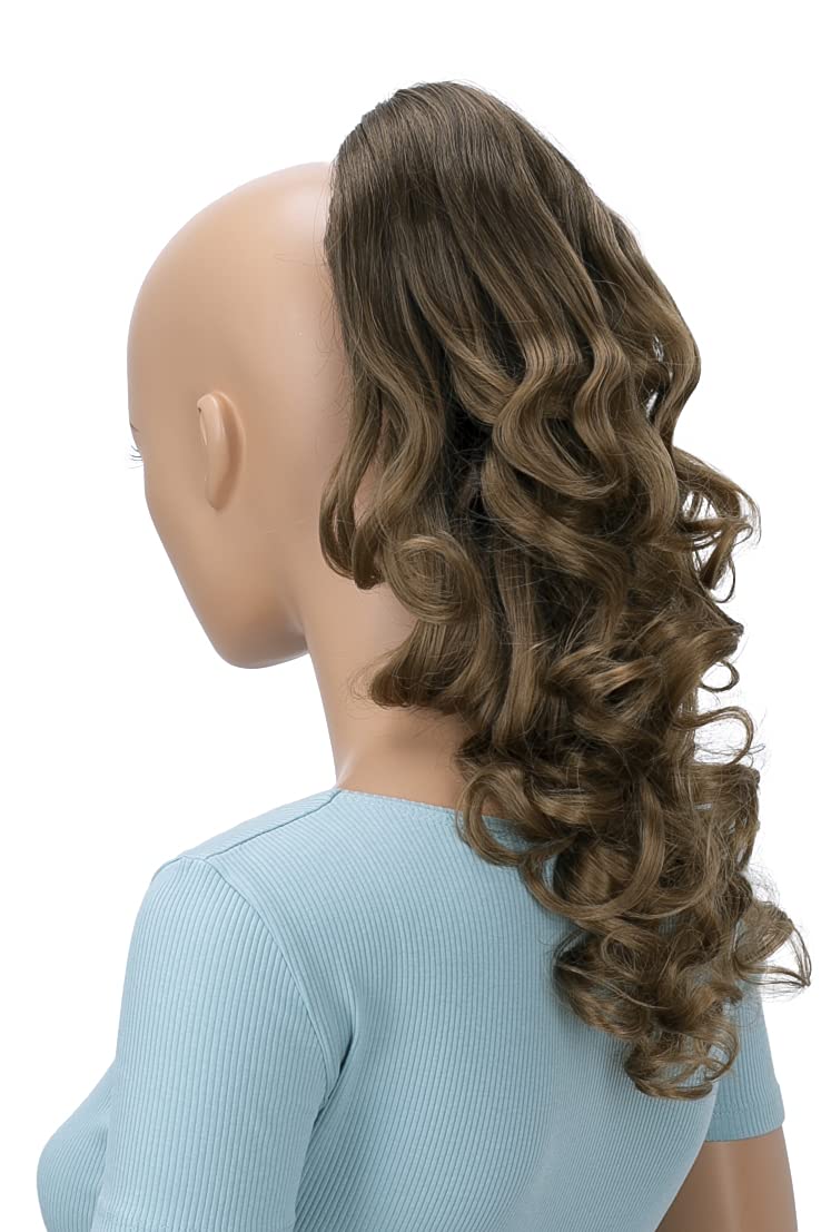 CAISHA 40cm Postizo Trenza Coleta Extensión De Cabello Voluminoso Ondulado Marrón Ombré H142