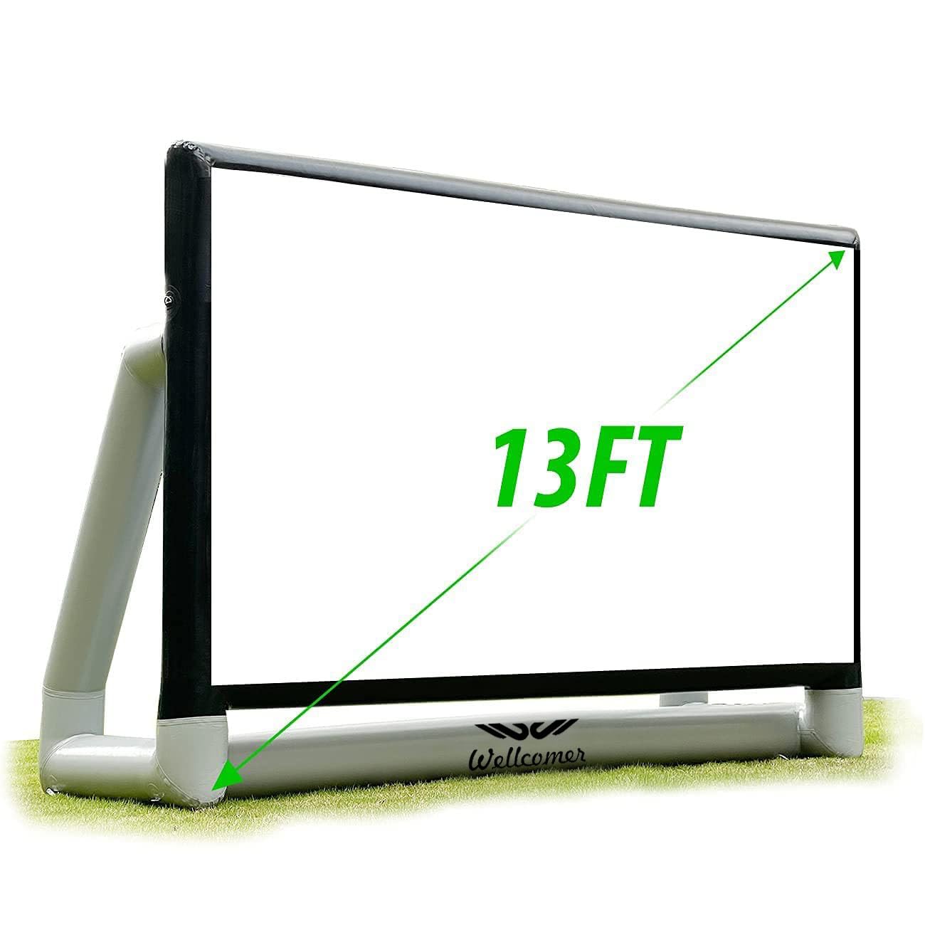 New 2022 Sewinfla Upgraded Airtight Inflatable Movie Projector Screen 13Ft- No Need to Keep Inflating - Supports Front and Rear Projection