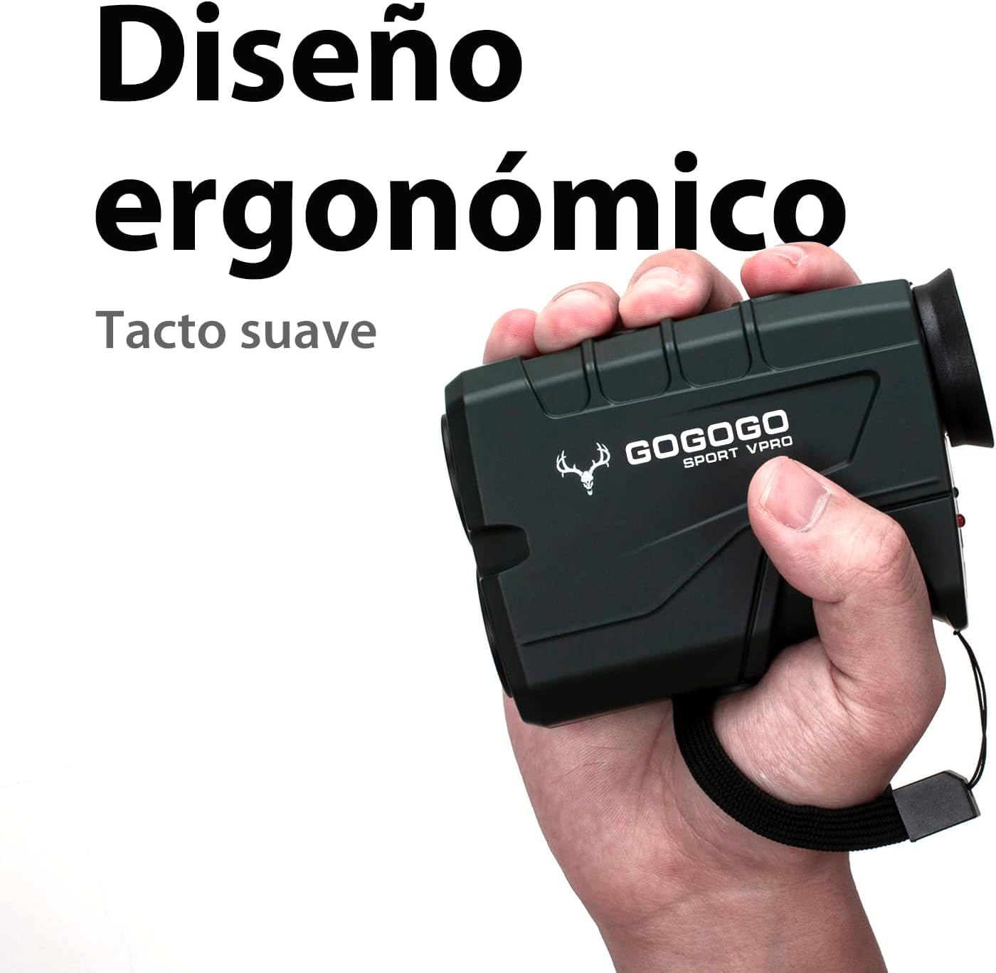 Gogogo Sport Vpro Telémetro Caza Golf 1097 M/Yardas con Luz Roja, Recargable 6X Aumento Medidor Laser con Bolsa Portátil de Bloqueo de Bandera & Vibración, Escaneo, Precisión ±1yd, Linea de Datos