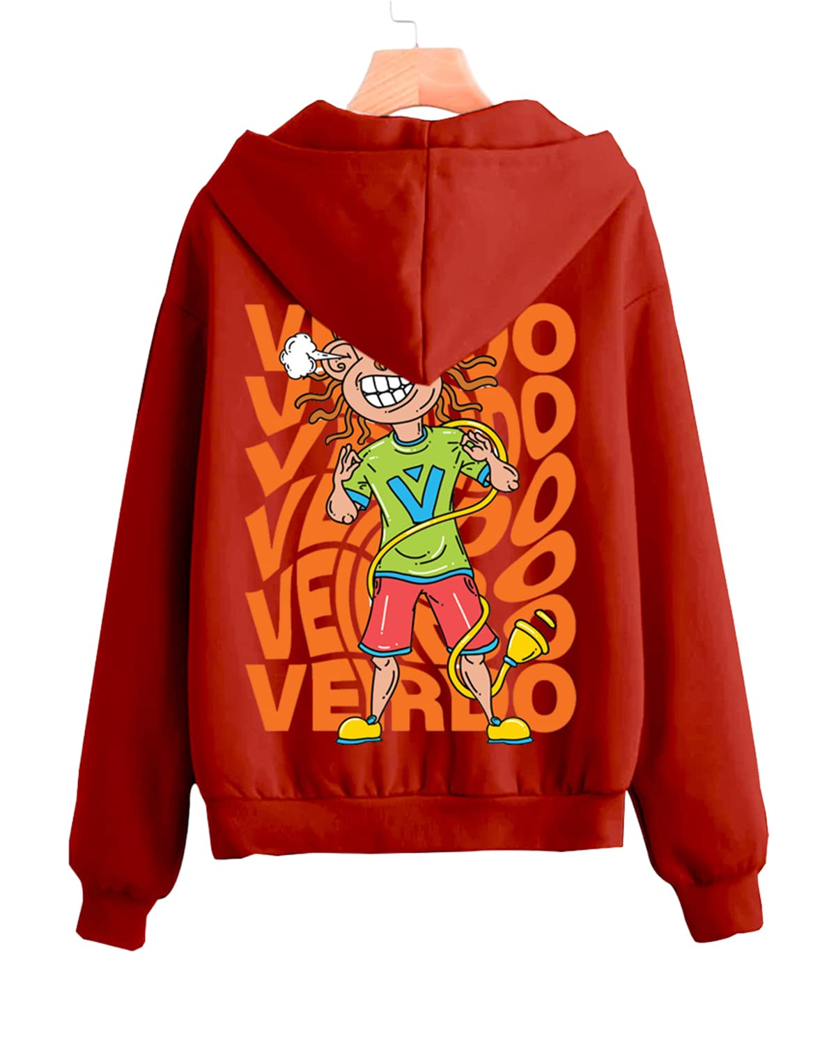 Veirdo® Bawełniany polar regularny krój bluza z kapturem pełne rękawy stylowa najnowsza rdza grafika nadruk bluza zimowa odzież dla mężczyzn/chłopców
