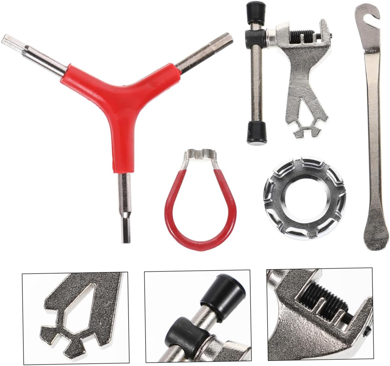 Bike Spoke Wrench Set 5pcs Y-Type Spanner with Chain Breaker and Tire Lever Bicycle Repair Tool Kit for Wheel Spoke Adjustment and Rim Correction