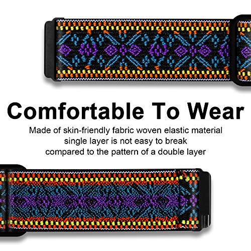 Witzon Elastic Bands Compatible With Fitbit Versa 2 / Versa / Versa Lite, Soft Loop Nylon Fabric Breathable Stretchy Replacement Straps For Versa Smartwatch Wristband For Women Men, Ethnic Purple #TOP1