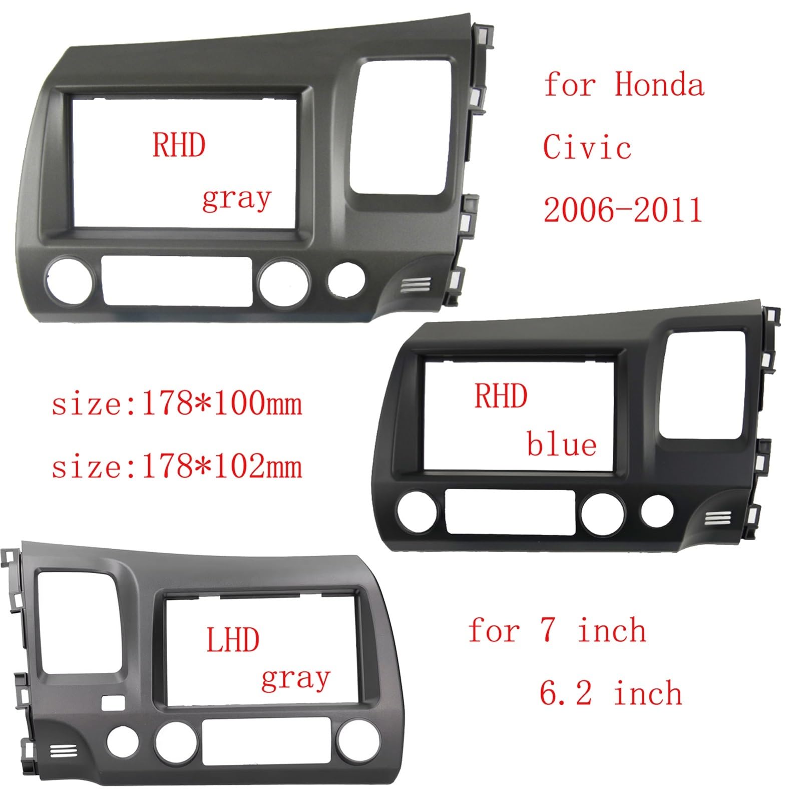 Samochodowe ramki montażowe Pasuje do Honda Civic 2006-2011 2din stereo DVD rama montażowa panel przedni uchwyt na deskę rozdzielczą 6,2/7 cali LHD RHD