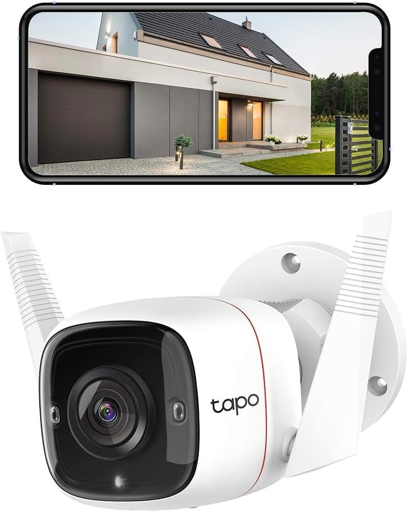 Tapo TP-Link 2K HD Security Camera Outdoor Wired, IP66 Weatherproof, Motion/Person Detection, Works with Alexa & Google Home, Built-in Siren w/Night Vision, Cloud/SD Card Storage, 2-Way Audio(C310)