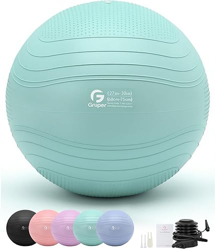Miniatura 29 de Gruper Pelota de yoga, pelota de ejercicio extra gruesa para entrenamiento y estabilidad durante el embarazo, 4 tamaños, pelota de equilibrio Azul