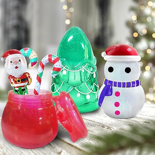 Miniatura 5 de Juego de 3 moldes de silicona para frascos, moldes de resina para tarros de Navidad, muñeco de nieve, árbol de Navidad, moldes de resina con tapa,