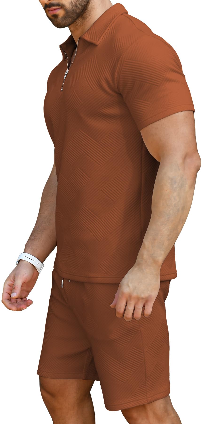 KUYIGO Męskie koszulki polo bez rękawów z zamkiem 1/4, jednokolorowe, na co dzień, slim fit, na siłownię, do biegania, podstawowe bawełniane koszule S-XXL