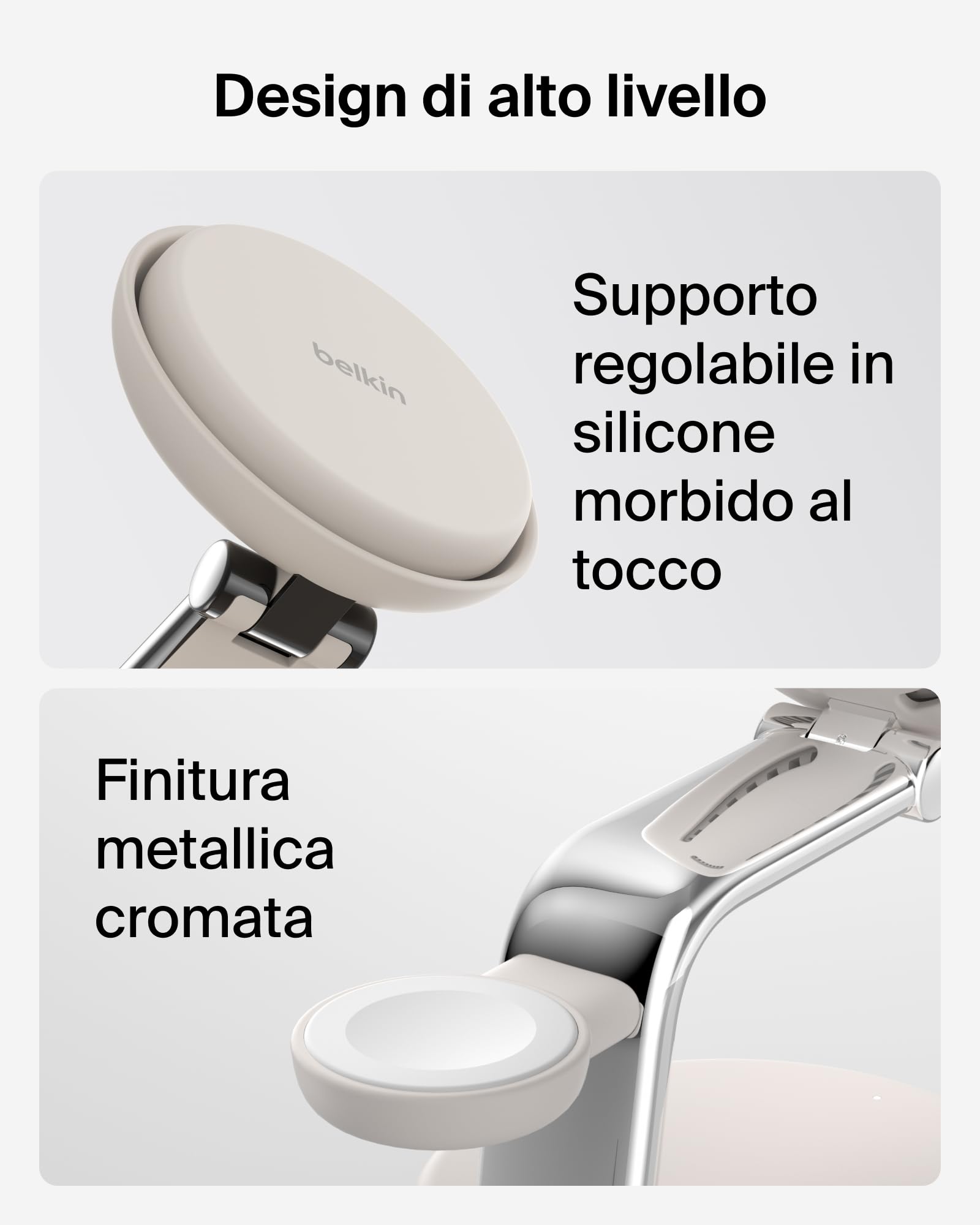 Belkin UltraCharge Pro Caricatore Wireless 3 in 1, Stazione di Ricarica Qi2 25W, Compatibile con MagSafe per iPhone 16, Apple Watch, AirPods, Pixelsnap con Ventilatore e Adattatore 45W, Sabbia