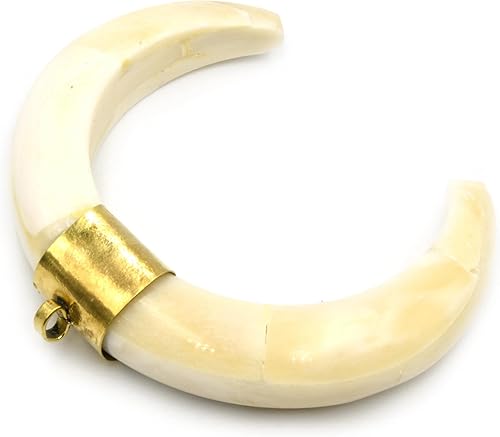 Miniatura 3 de Beadlanta Colgante de hueso  Colgante de media luna con borde interior plano  Media luna blanca, media luna marrón, No es una piedra preciosa