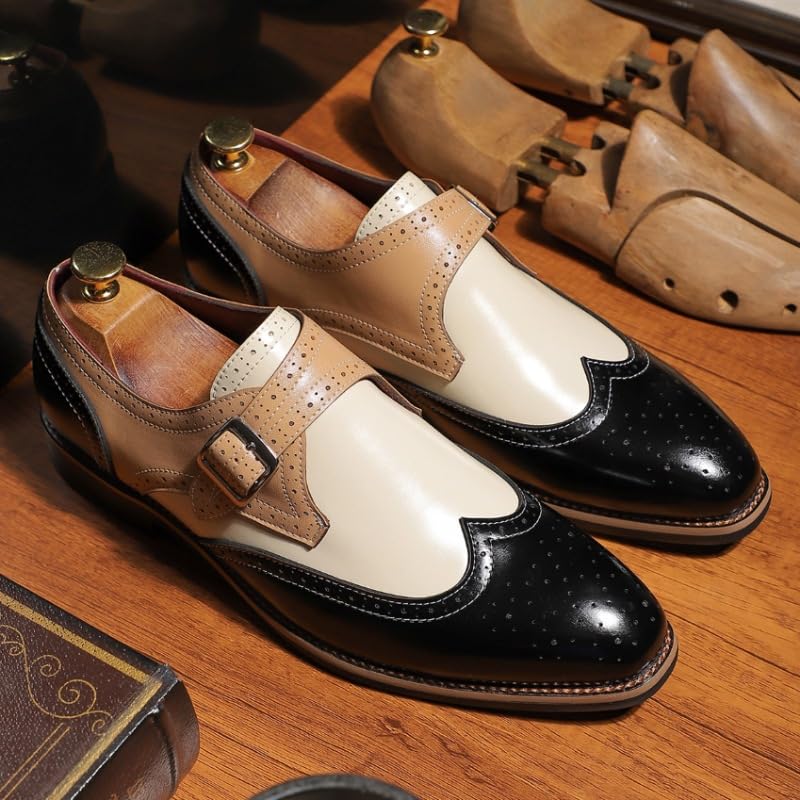 Men's Wingtip Monk Strap Dress Shoes Colorblock Carving Floral Comfort Derby Shoes Tuxedo Brogues Casual Oxfords3