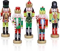 Vista 14 de Jolik Juego de 6 adornos de cascanueces de madera, adornos de Navidad