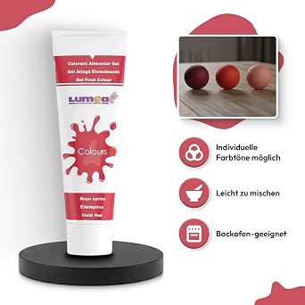 Dekozauber24 Food Colouring Red Gel 30g Vegan Sugar-Free Highly Concentrated Red Food Colouring for Fondant Buttercream Drinks and More