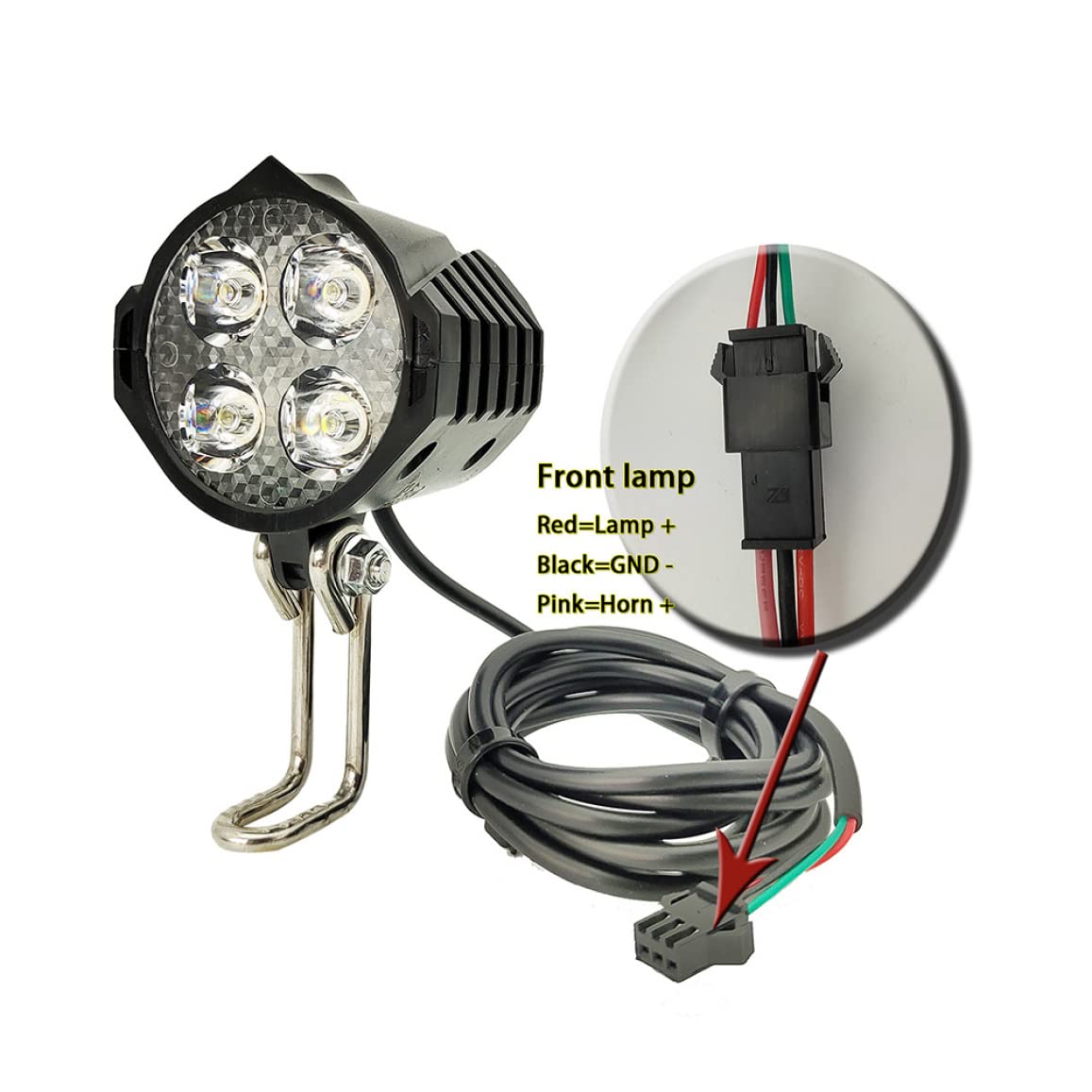 Faro per bici elettrica Fanale posteriore Gruppo luci per bicicletta elettrica Luce anteriore Corno posteriore Set nero