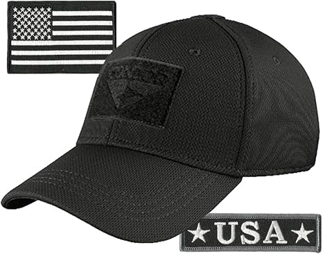 Condor Fitted Tactical Cap Bundle - USA Morale & USA Flag Patches - Choose Size