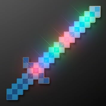 FlashingBlinkyLights Glowing LED 8-Bit Blue Light Up Pixel Sword