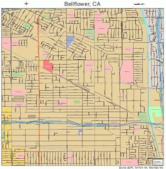 Amazon.com: Large Street & Road Map of Bellflower, California CA ...