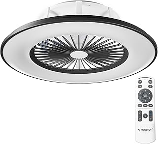 Noaton 11056BR Vega, Ventilador de techo con luz, Mando a distancia, Atenuación LED, 3 temperaturas de color ajustables, Temporizador, Flujo de aire hasta 61 m3/min, Ø56cm (Negro)