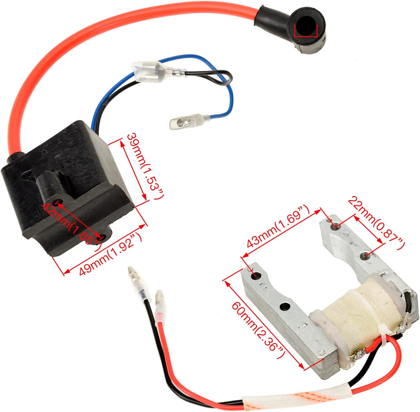 YOXUFA Motorized Bike CDI Ignition Coil + Magneto Coil Kit for 2 Stroke 49cc 50cc 66cc 80cc 100cc PK80 BT80 YD100 Engine Gas Motorized Bike Bicycle Parts