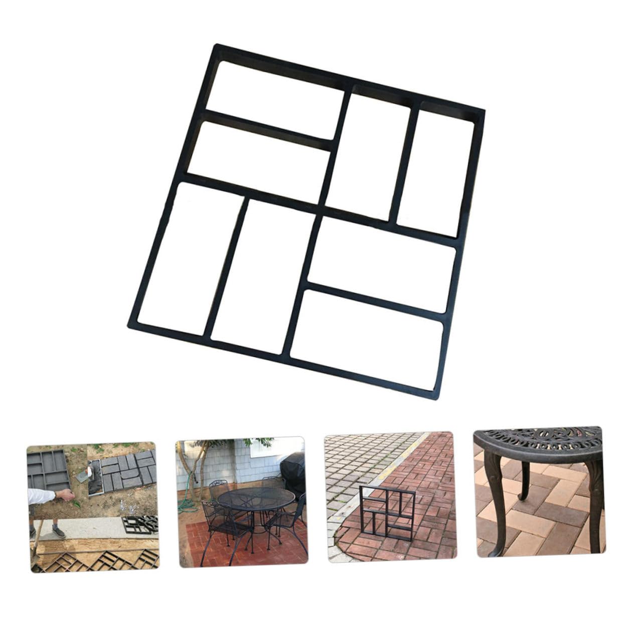 Gatuida Stampo Design Artistico per 8 Scomparti Nero per Pavimentazione in Plastica per Vialetti e Giardini, per Appassionati di Giardinaggio e Creazione di Percorsi