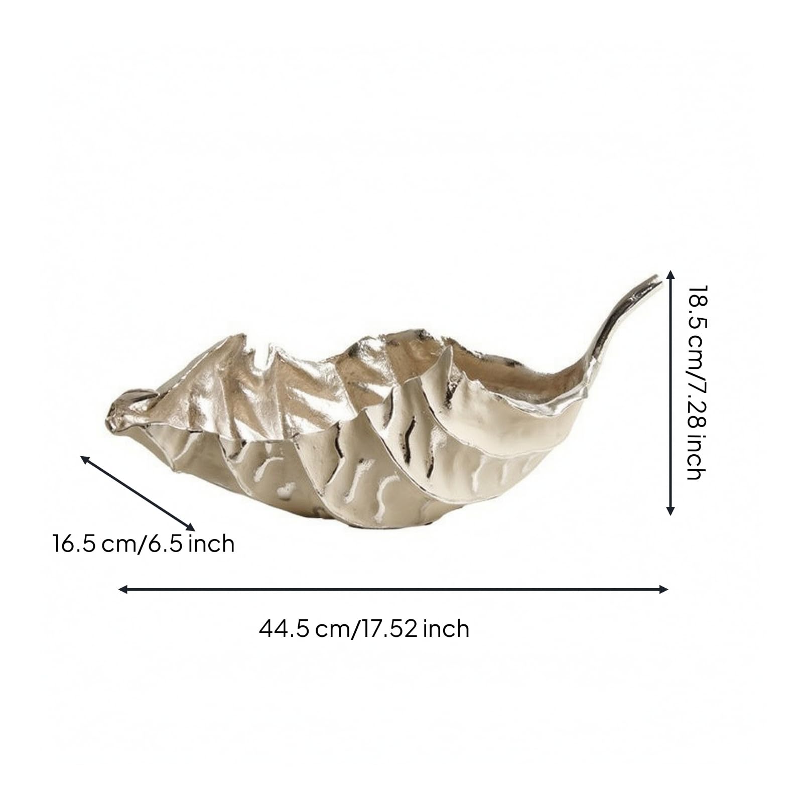 MagiDeal Vassoio a Forma di Foglia Basso Profilo | Struttura in Alluminio, Piatto Decorativo a Foglia, Scultoreo, Svuotatasche, per Soggiorno, Argento, L