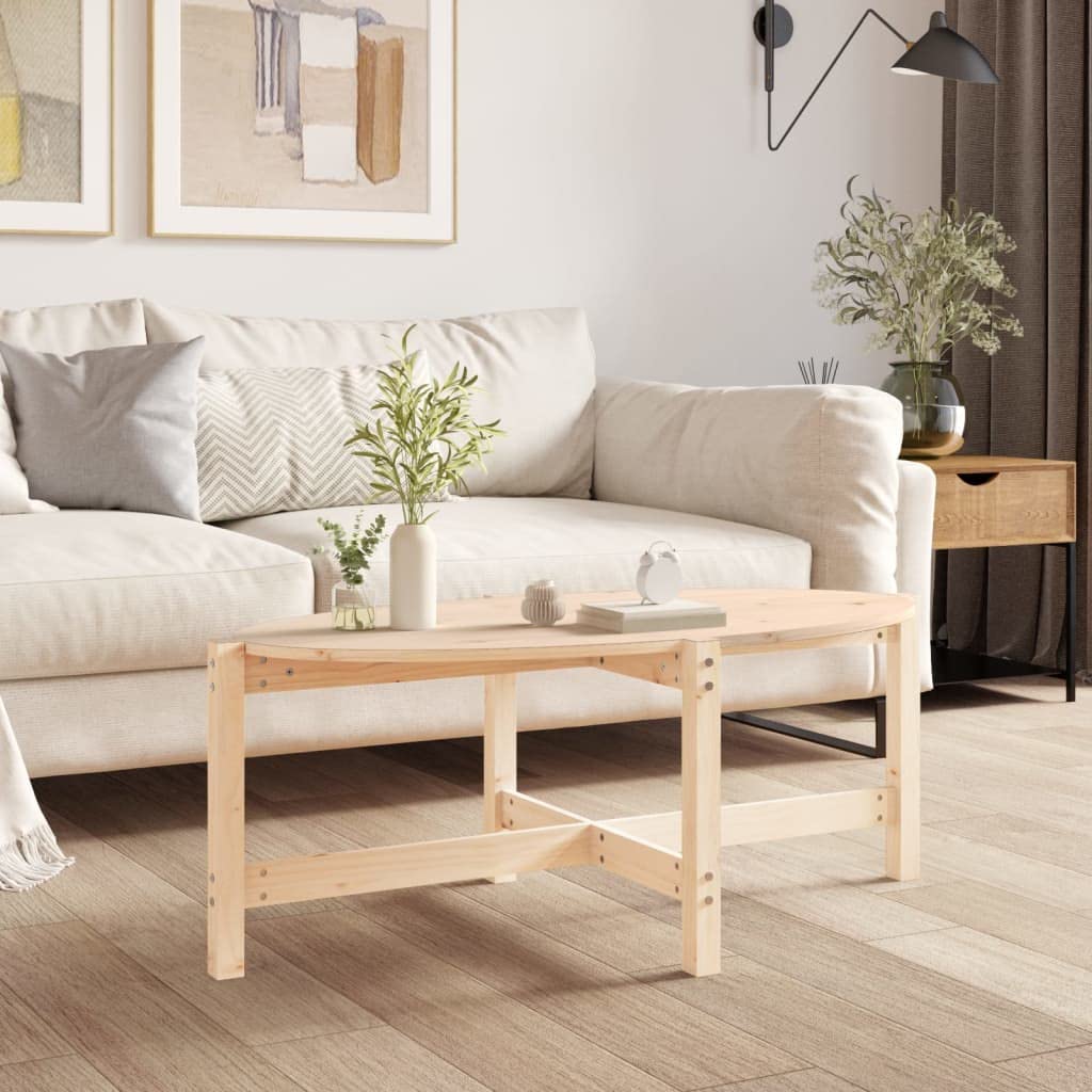 Table Basse Bois Massif de pin 118x63x45 cm pour Salon