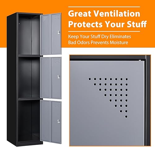 Vista 182 de Armario de metal para escuela, hogar, oficina, gimnasio, armarios de almacenamiento de acero para empleados y estudiantes, armario de almacenamiento