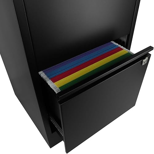 Miniatura 6 de Bisley Archivador frontal de acero con 2 cajones, negro (FCFLUSH2-BK)
