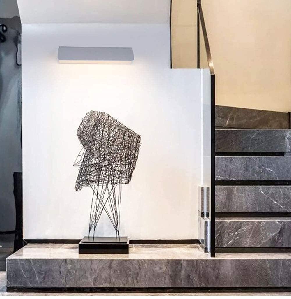 Lampa biurkowa, lampka nocna, lampa ścienna LED, do sypialni, lampka nocna, 12 W, biała, prostokątna, aluminiowa lampka, regulowana, energooszczędne światło