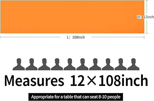 Miniatura 5 de Paquete de 12 caminos de mesa de satén de 12 x 108 pulgadas de largo, camino de mesa de seda satinada naranja para boda, cumpleaños, recepción,