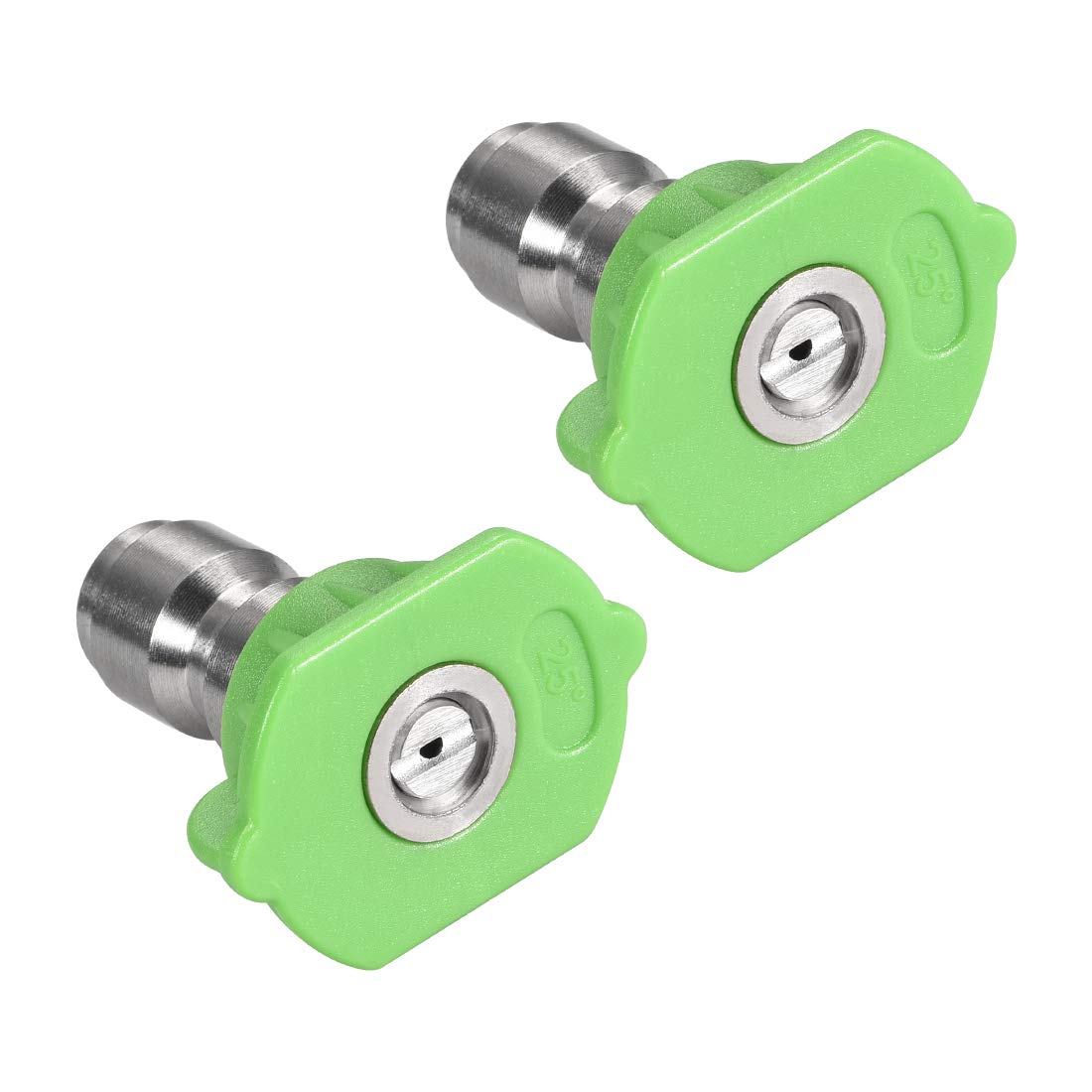 sourcing map Pressure Washer Spray Nozzle Tips, 1/4" Stainless Steel Flat Fan, 2 Pcs (25 Degree, 1.2mm Orifice Diameter)