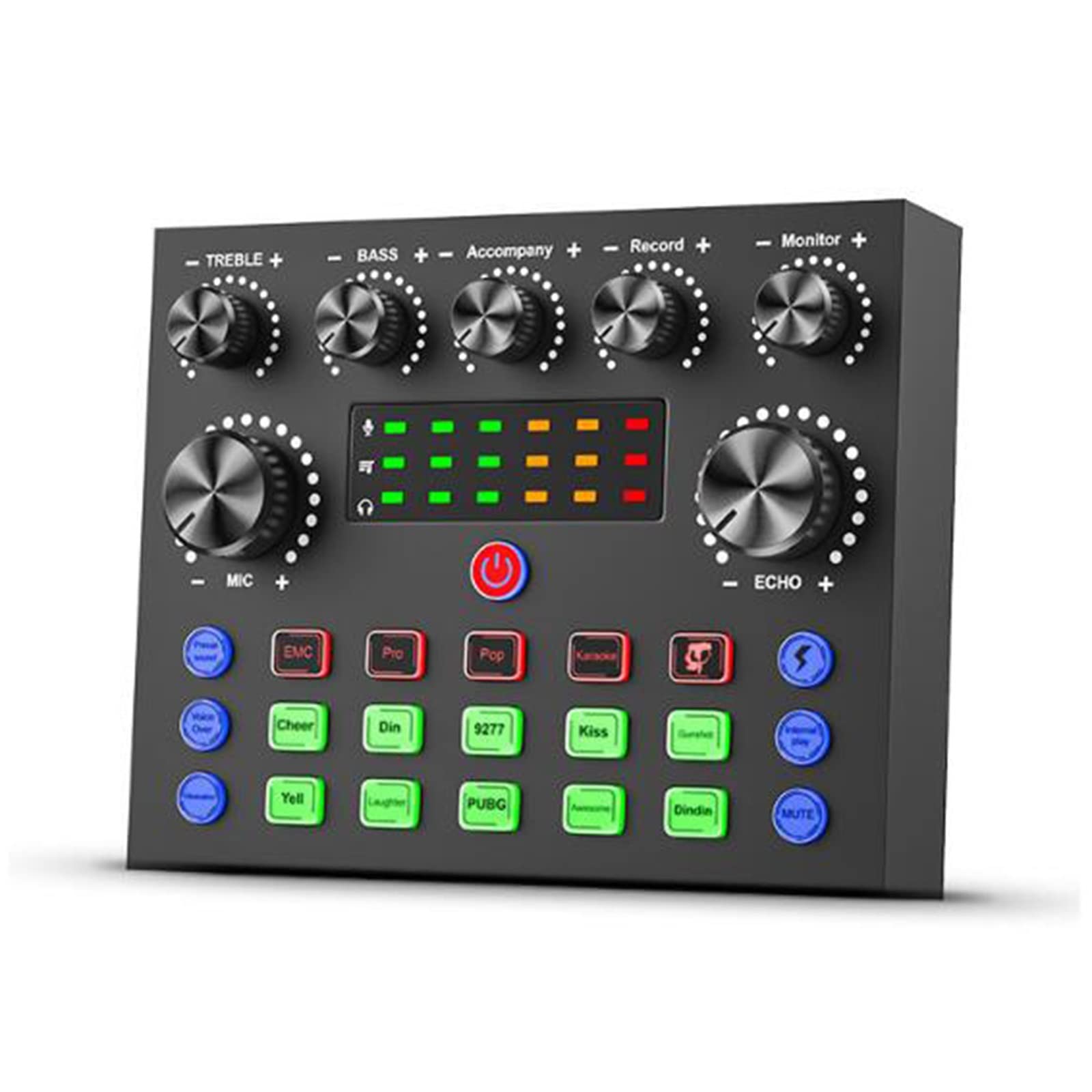 Professioneller Audiomixer, V8S Audiomixer Externe USB-Soundkarte Handy Live Voice Changer Soundkarte mit Mehreren Soundeffekten