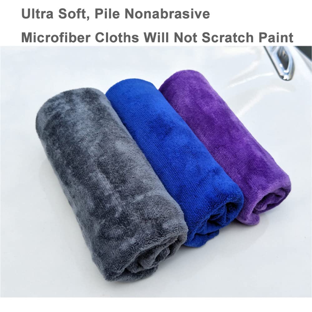 Asciugamano per autolavaggio 30x70 CM Asciugamano in microfibra per autolavaggio Pulizia auto Panno per asciugatura Orlo Cura dell'auto Dettagli in tessuto Lavaggio auto Asciugamano blu viola/grigio,