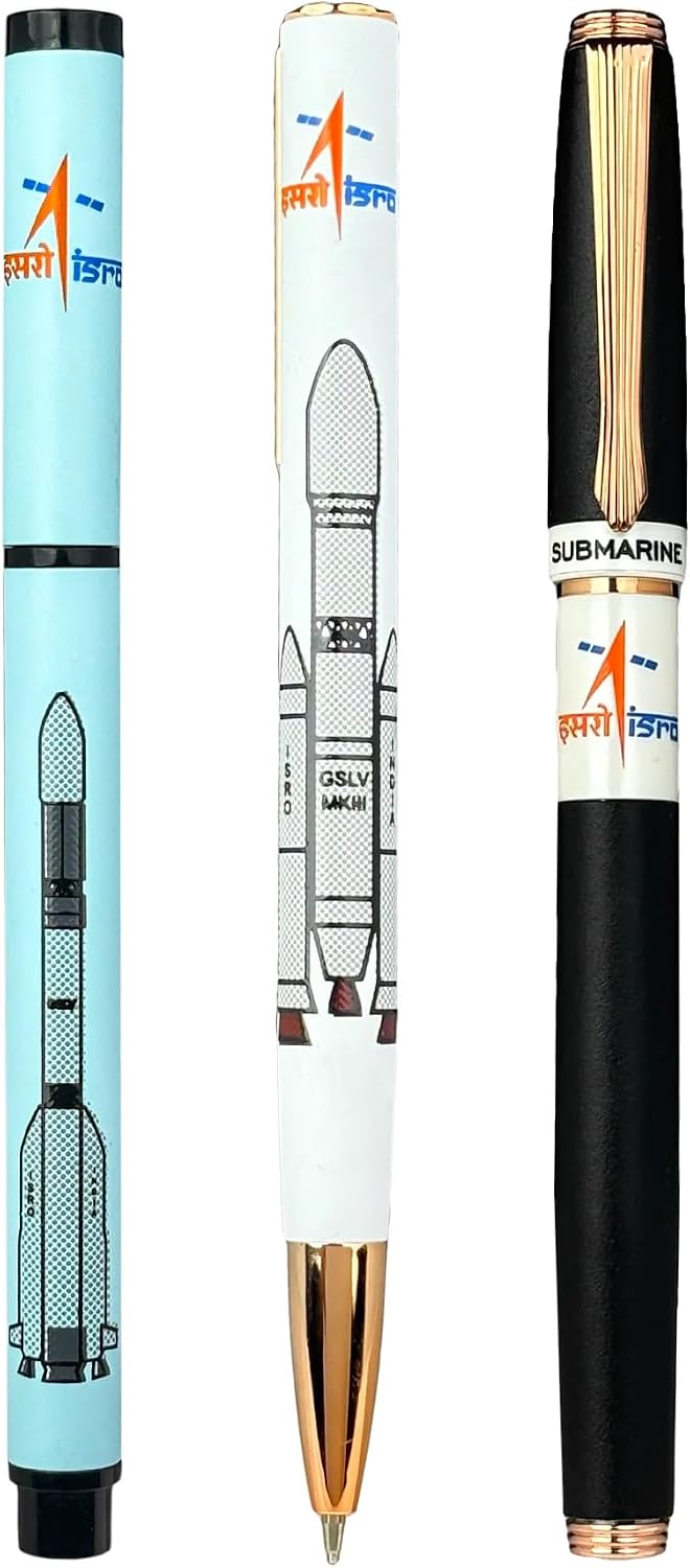 Submarine 4001 Isro Gslv-X Premium Ball Pen (Set Of 3) Original Space Design Approved By Isro, Fitted with Blue Ink Refill, Ideal Gift For Him/Her, Perfect For Corporate Gifting