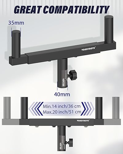 Miniatura 2 de Barra de montaje de altavoz dual con horquilla de montaje, soporte de poste de altavoz de ancho ajustable, individual