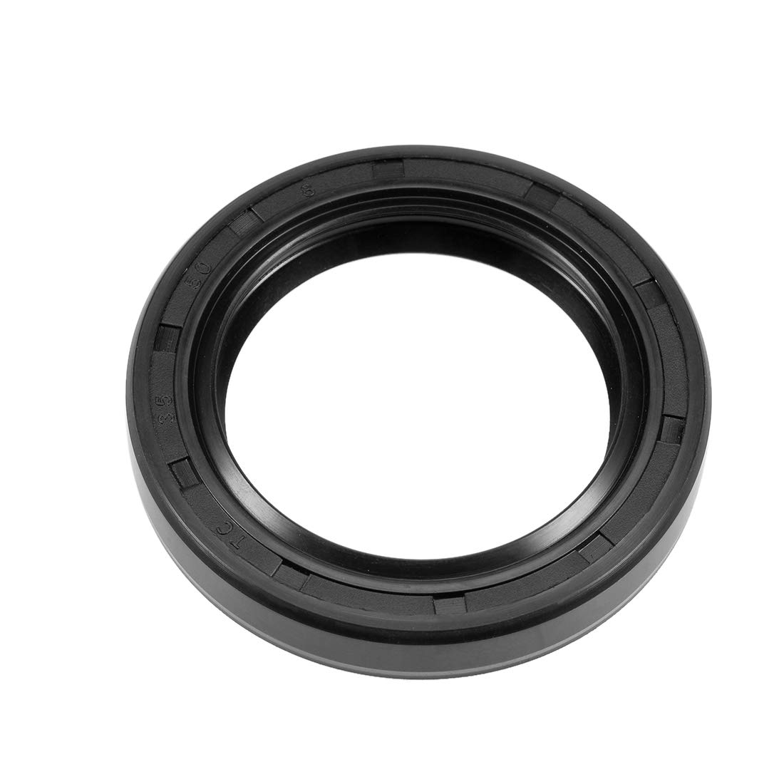 uxcell Oil Seal, TC 35mm x 50mm x 8mm Nitrile Rubber Cover Double Lip with Spring for Bearing Shaft, Black Pack of 1