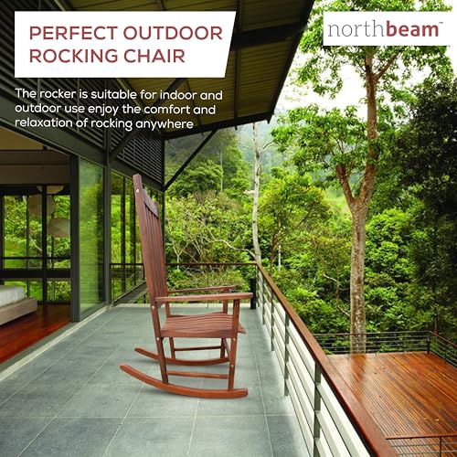 Merry Products MPG-PT41110 Rocking Chair, northbeam Natural Stained Traditional Rocker - Thumbnail 6