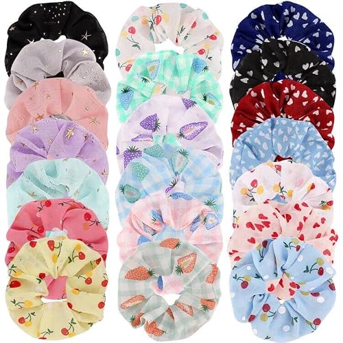 20 Pcs Hair Scrunchies, Fruit Printing Hair Ties Scrunchies, Cute Hair Scrunchies For Gilrs Women, Hair Accessories For Girls, Hair Bands For Thin Hair, Hair Styling Accessories For Girls #TOP11