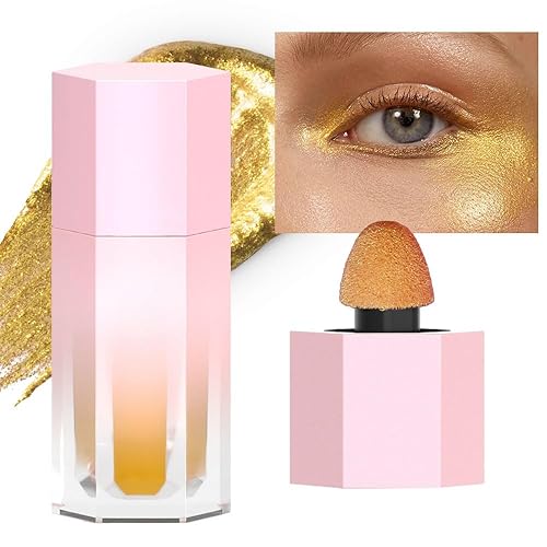 Gold Glimmer - Resaltador líquido con purpurina, contorno líquido altamente pigmentado, iluminador de barra iluminador para cara, cuerpo, ojos,