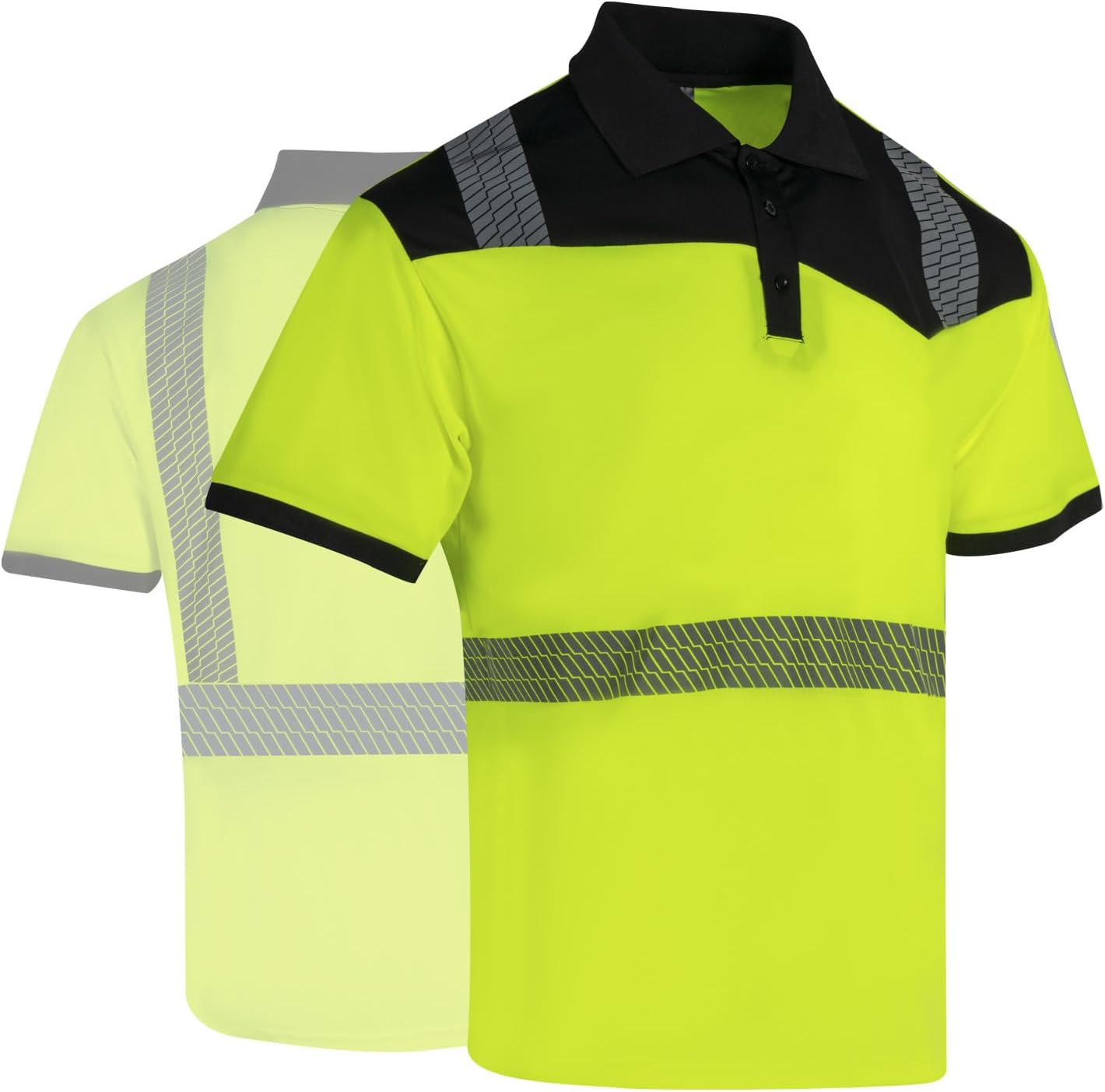 Hi Vis Safety Polo Shirts for Men 2 Pack Class 3 Reflective High Visibility Work Construction Short Sleeve T Shirts