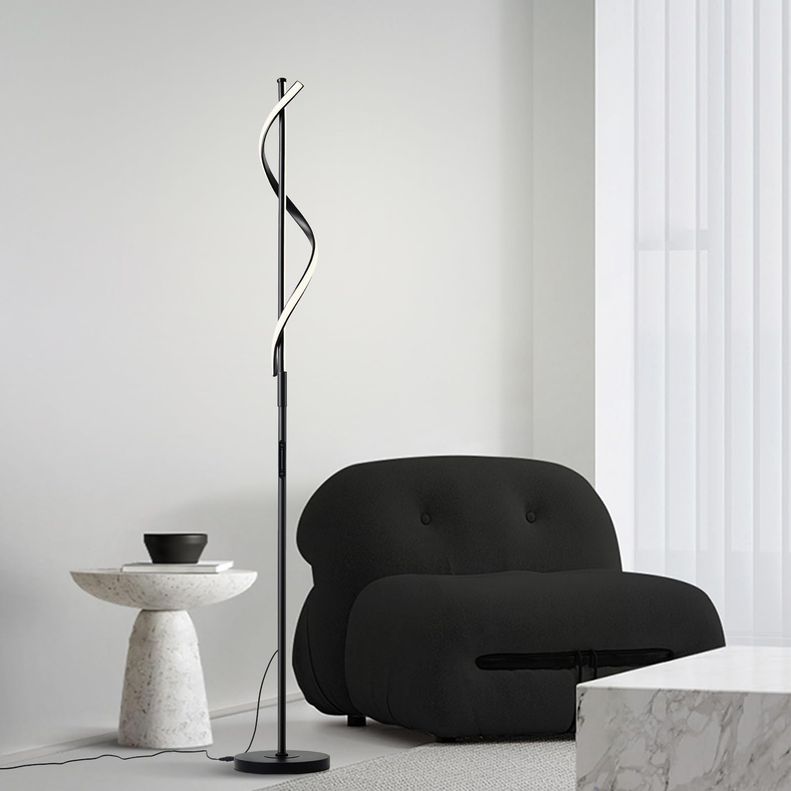 Lampadaire Sur Pied LMiSQ 170cm - 48W LED Dimmable - Télécommande - 3000K-6000K - Pour Salon/Bureau